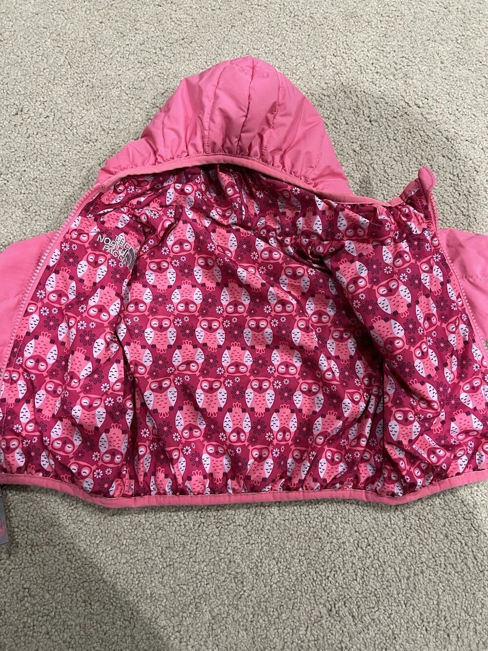 The North Face Infant Reversible Puffer Coat Jacket Baby Girls Size 3-6 M Pink